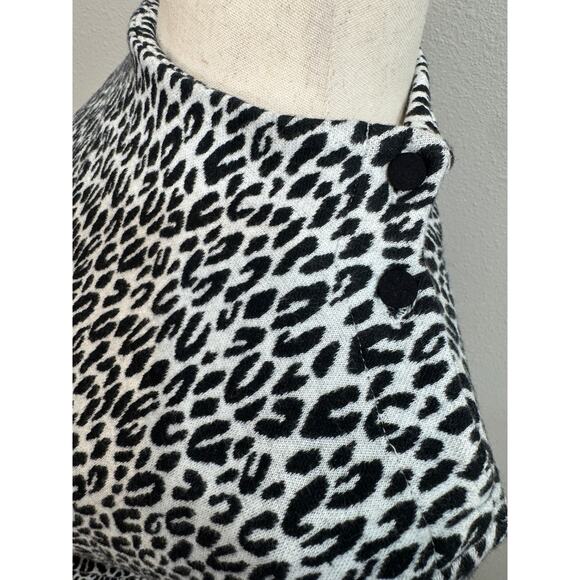 Talbots sweater mock neck black white animal print button detail 3/4 sleeve Sz L - Picture 4 of 8